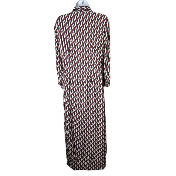 Zara Size S Sussy Shirt Dress Geo Print Maxi Bow at Neck Shift 100% Rayon NEW - Picture 4 of 14